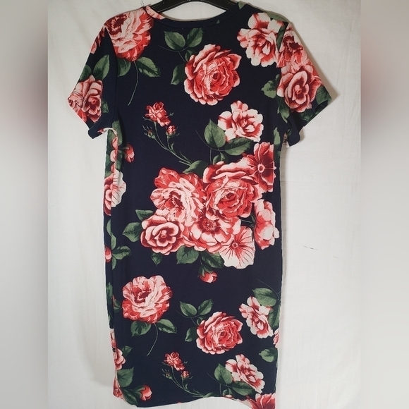 Maurices Navy Multicolored Floral Short Sleeve Dress Sz M - Picture 5 of 7